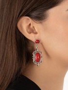 Серьги «Ажур» капля винтаж, красные в чернённом серебре - Фото 2