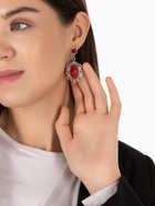 Серьги «Ажур» капля винтаж, красные в чернённом серебре - Фото 7