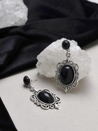 Серьги «Ажур» капля винтаж, чёрные в чернённом серебре - Фото 6