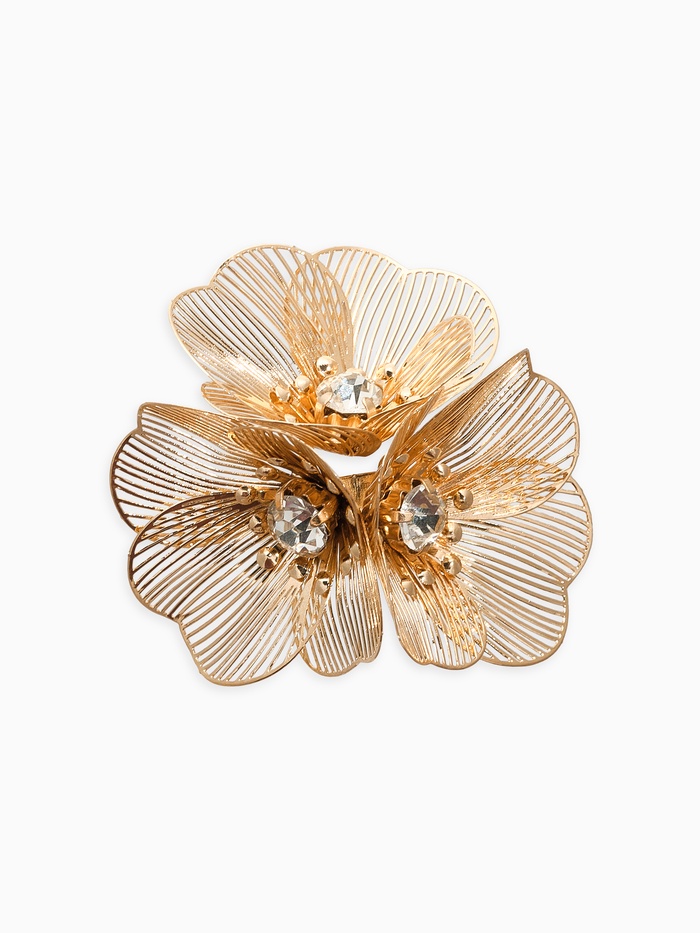 Брошь «Цветок Незабудки», белая в золоте - Фото 1