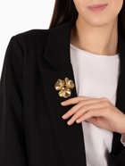 Брошь «Цветы» незабудки, белая в золоте - Фото 3