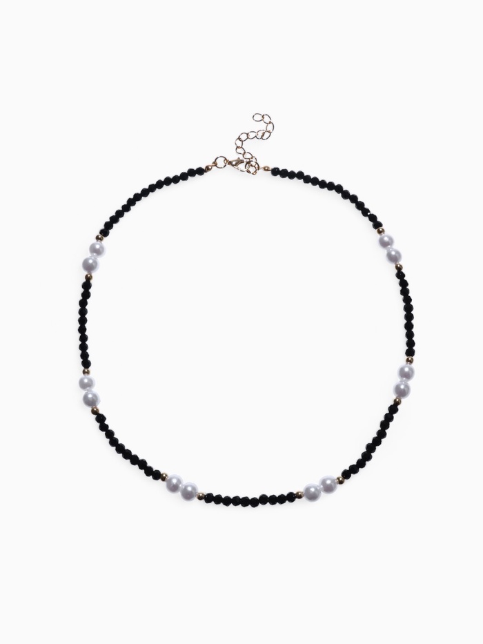 Бусы «Бисер», бусина №8, чёрно-белый в золоте, 40 см - Фото 1