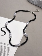 Бусы «Бисер», бусина №8, чёрно-белый в серебре, 40 см - Фото 4