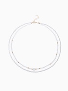 Бусы с жемчугом «Бусина», два ряда №4+6, белые в золоте, 50 см - Фото 1