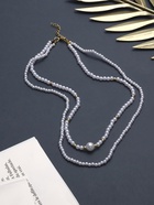 Бусы с жемчугом «Бусина», два ряда №4+6, белые в золоте, 50 см - Фото 3