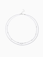 Бусы с жемчугом «Бусина», два ряда №4+6, белые в серебре, 50 см - Фото 1