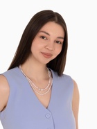 Бусы с жемчугом «Бусина», два ряда №4+6, белые в серебре, 50 см - Фото 2