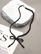 Бусы «Бантик», бусина №4.6, чёрные в серебре, 40 см - Фото 1