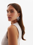 Набор 2 предмета: серьги, колье «Жемчуг» бантик, белый в серебре, 35 см - фото 58033128