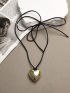 Чокер/кулон на шнурке «Сердце» крупное, металлик, цвет чёрный в золоте, 60 см - Фото 5