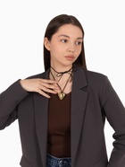 Чокер/кулон на шнурке «Сердце» крупное, металлик, цвет чёрный в золоте, 60 см - Фото 8