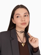 Чокер/кулон на шнурке «Сердце» крупное, металлик, цвет чёрный в золоте, 60 см - Фото 2