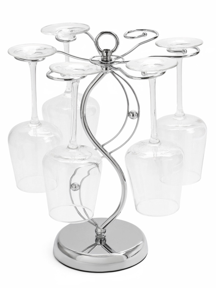 Подставка для бокалов, серебристая, на 6 бокалов - Фото 1