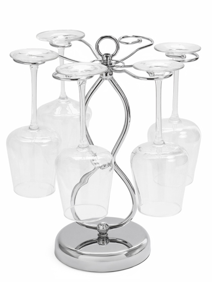 Подставка для бокалов, серебристая, на 6 бокалов