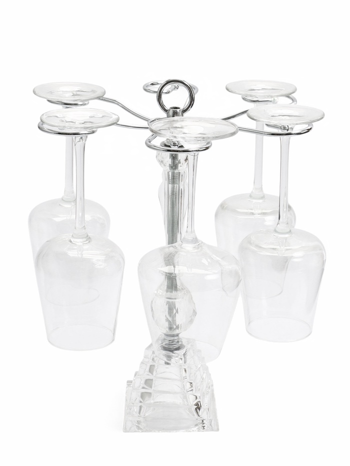 Подставка для бокалов, со стеклом, на 6 бокалов