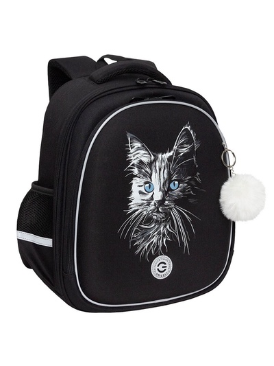 Рюкзак школьный Grizzly, 36×28×20, каркасный, чёрный, RAz-586-15_1