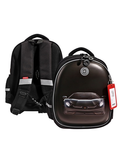 Рюкзак школьный Grizzly, 36×28×20 см, каркасный, чёрный, RAz-587-7_1