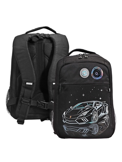 Рюкзак школьный, 39×26×19 см, Grizzly, эргономичная спинка, отделение для ноутбука, чёрный, RB-556-2_2