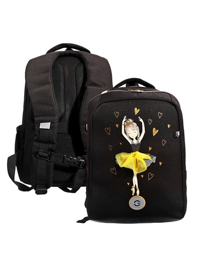 Рюкзак школьный, 39×26×17 см, эргономичная спинка, чёрный, RG-566-3_1