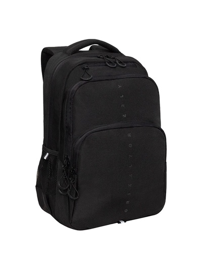 Рюкзак молодежный, 45×32×23 см, Grizzly 530, эргономичная спинка, отделение для ноутбука, чёрный, RU-530-1_1