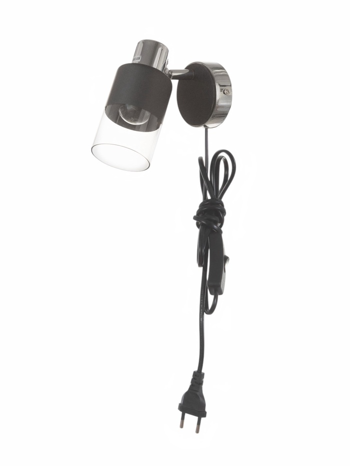 Бра настенное BayerLux «Берта», 1хЕ14, 40 Вт, черно-хромовый, 19×8×15 см - Фото 1