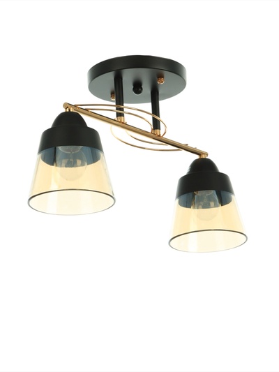 Люстра потолочная BayerLux «Кансе», 2хЕ27, 40 Вт, черно-золотой, 41×15×23 см