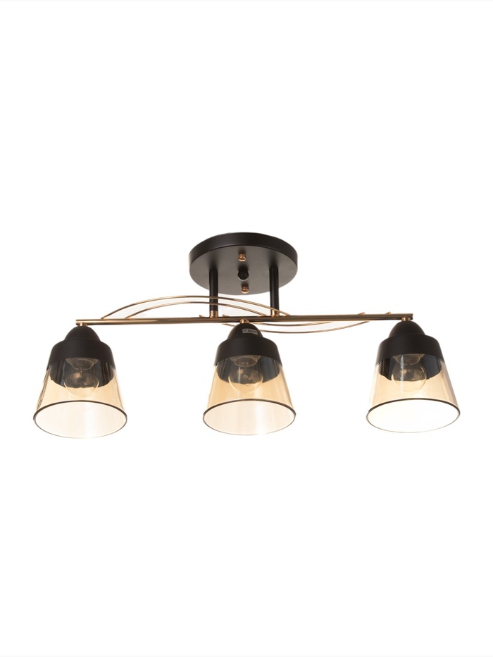 Люстра потолочная BayerLux «Кансе», 3хЕ27, 40 Вт, черно-золотой, 50×15×23 см - Фото 1