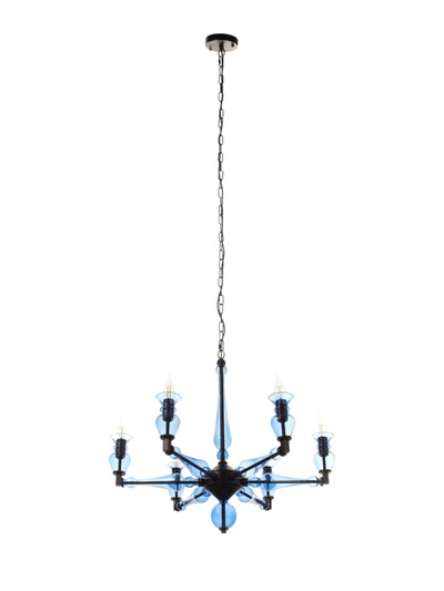 Люстра BayerLux «Нео», 6×40 Вт, Е14, 67×67×60+150 см, чёрная, синяя