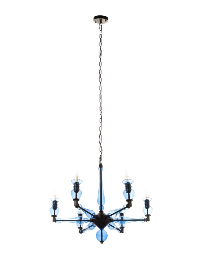 Люстра BayerLux «Нео», 6×40 Вт, Е14, 67×67×60+150 см, чёрная, синяя - Фото 1
