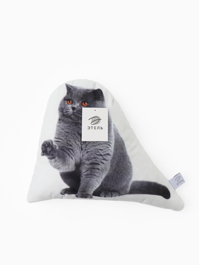Подушка декоративная «Этель» British cat, 40×33 см, велюр