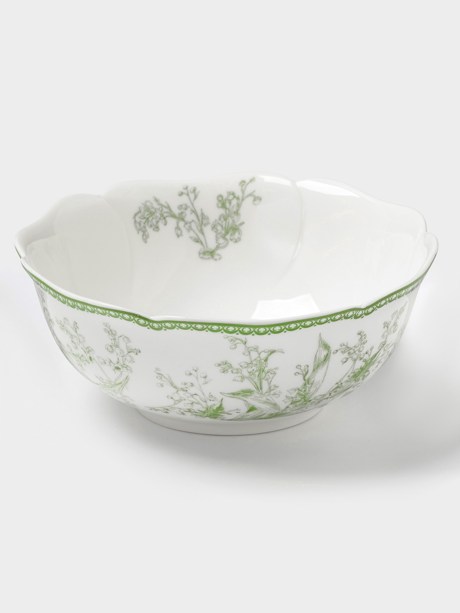 Салатник WY Bloomware, 500 мл, 15×6 см, фарфор, белый, зелёный Салатник WY Bloomware, 500 мл, 15×6 см, фарфор, белый, зелёный