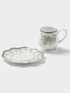 Чайная пара WY Bloomware, 2 предмета; чашка 220 мл, блюдце 15 см, фарфор, белая, зелёная - Фото 2