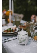 Сахарница WY Bloomware, 300 мл, 12×9 см, фарфор, зелёная, белая - Фото 5
