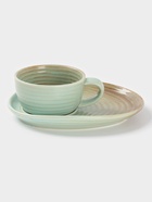 Чайная пара Magistro Sand Ripples, 2 предмета: чашка 300 мл, блюдце 19.8×15.8 см, фарфор, голубая - Фото 1