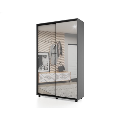 Шкаф – купе PRIME, 2 двери, 2 зеркала, 1400×604×2300 мм, цвет тёмно – серый