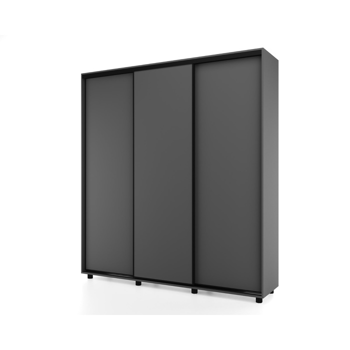 Шкаф – купе PRIME, 3 двери, 2370×604×2300 мм, цвет тёмно – серый - Фото 1