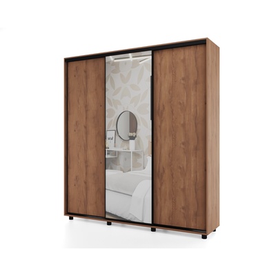 Шкаф-купе PRIME, 3 двери, зеркало, 1770×604×2300 мм, цвет дуб табачный