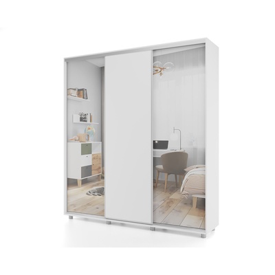 Шкаф-купе PRIME, 3 двери, 2 зеркала, 1770×604×2300 мм, цвет белый
