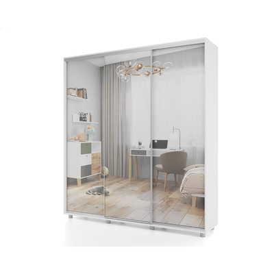 Шкаф-купе PRIME, 3 двери, 3 зеркала, 1770×604×2300 мм, цвет белый