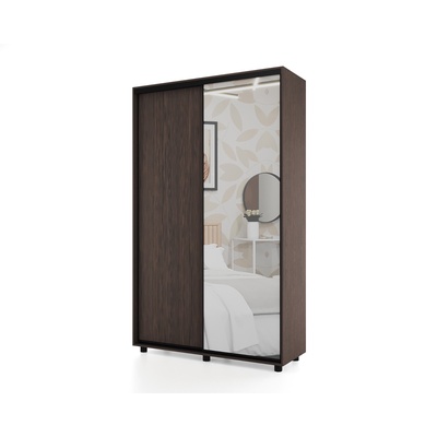 Шкаф-купе PRIME, 2 двери, зеркало, 1200×604×2300 мм, цвет венге темный