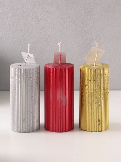УЦЕНКА Свеча - цилиндр «Рельеф», 7×15 см, МИКС
