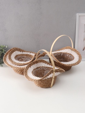 УЦЕНКА Набор корзин из 4 шт, 35x24x19, 32x20x17, 28x18x15, 25x16x14 см, рогоз
