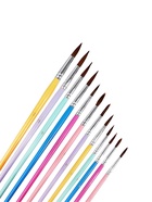 Набор кистей для рисования, пони, 12 штук: № 1, 2, 3, 4, 5, 6, 7, 8, 9, 10, 11, 12, круглые, с цветными ручками, пастель - Фото 5