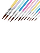 Набор кистей для рисования, пони, 12 штук: № 1, 2, 3, 4, 5, 6, 7, 8, 9, 10, 11, 12, круглые, с цветными ручками, пастель 10843676
