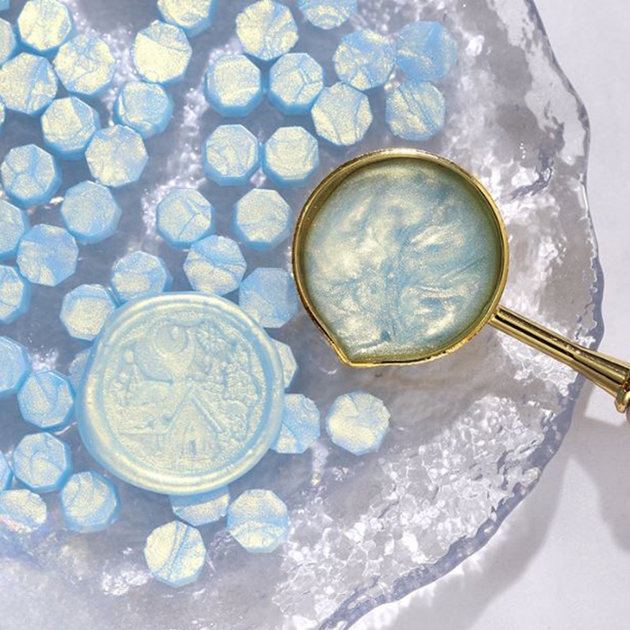 Сургуч в гранулах «Небесный голубой», перламутр, набор 100 шт. - Фото 1