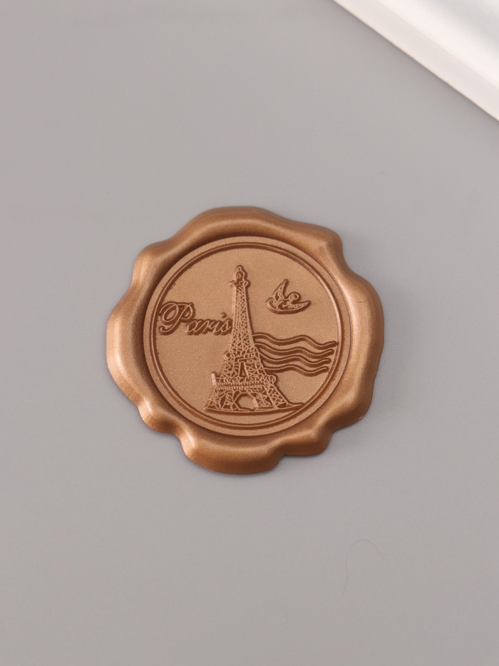Сургучный оттиск «Париж», декоративный элемент для приглашений, конвертов и сертификатов, бронза, d=3.2 см - Фото 1