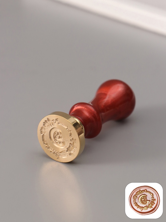 Печать для сургуча с пластиковой ручкой «Венок с буквой C», 2.5×2.5×6.3 см - Фото 1