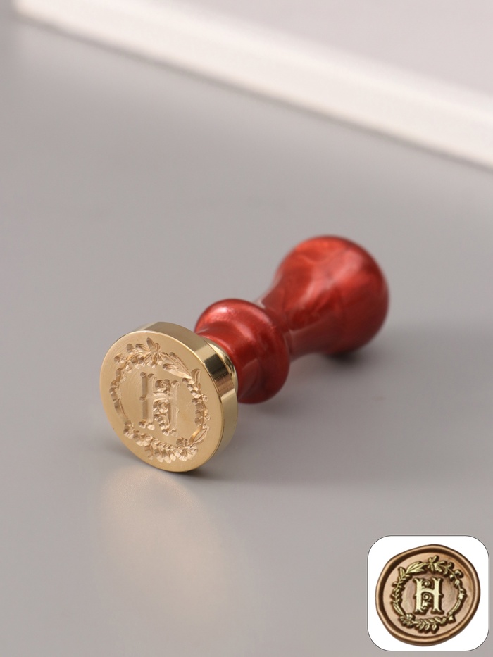 Печать для сургуча с пластиковой ручкой «Венок с буквой H», 2.5×2.5×6.3 см - Фото 1