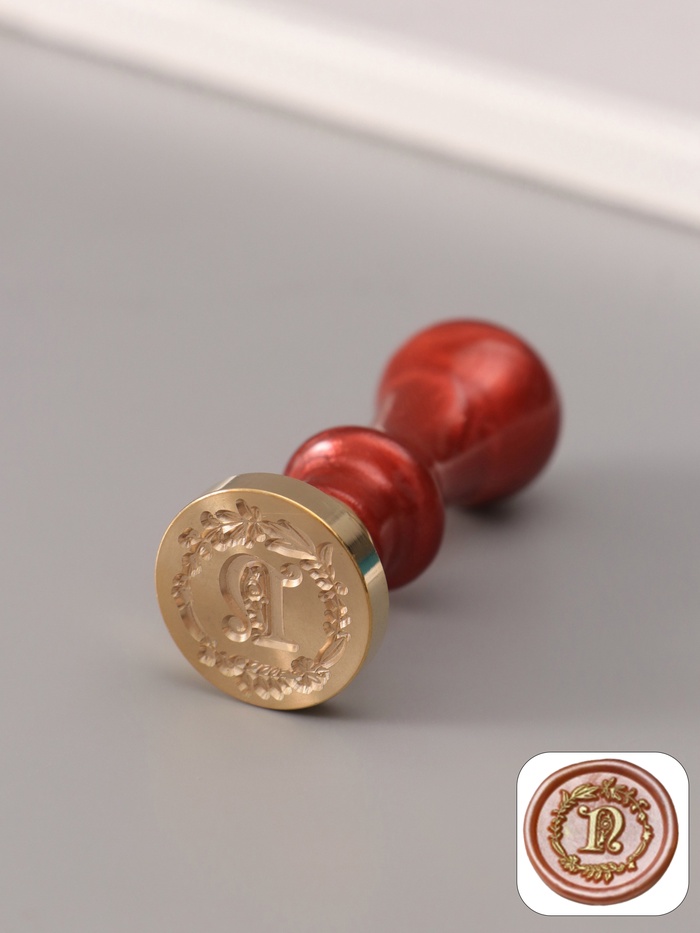 Печать для сургуча с пластиковой ручкой «Венок с буквой N», 2.5×2.5×6.3 см - Фото 1