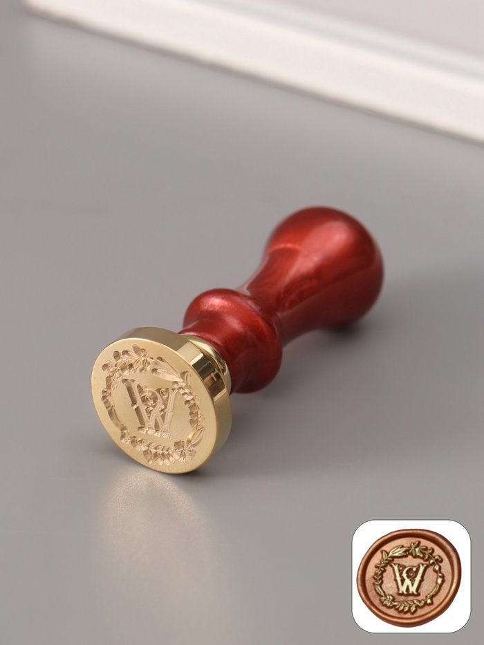 Печать для сургуча с пластиковой ручкой «Венок с буквой W», 2.5×2.5×6.3 см - Фото 1